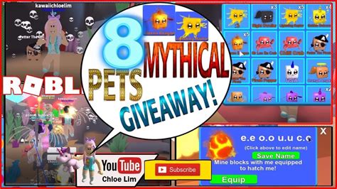 Hatching 10 Mythical Eggs! 8 MYTHICAL PETS GIVEAWAY! Roblox Mining Simulator! (see Desc) - YouTube