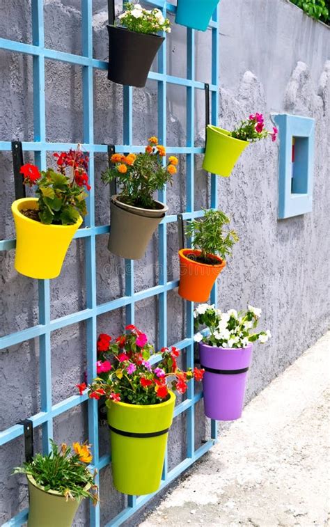Hanging Flower Pots stock photo. Image of natural, fence - 31684448