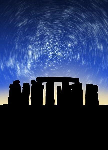 Star trails over Stonehenge. Stonehenge is an ancient