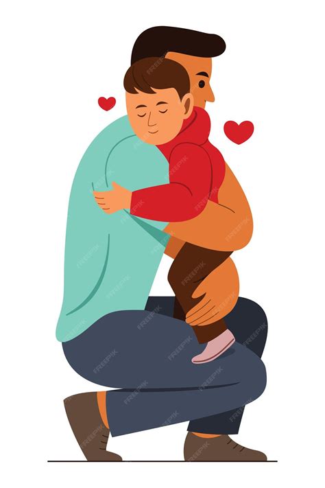 Premium Vector | Father hugging son