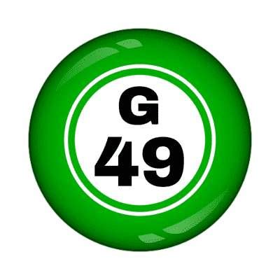 Bingo Ball Lucky Number G 49 Green Stickers, Magnet | Wacky Print