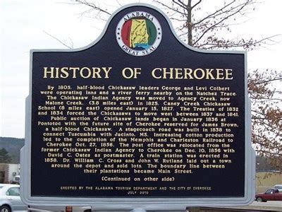 History Of Cherokee - Cherokee, AL - Alabama Historical Markers on Waymarking.com