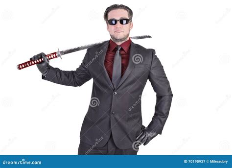 Handsome Man Holding Katana Sword Stock Image - Image of person, katana: 70190937