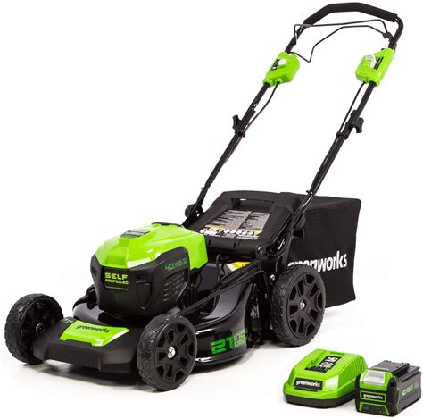 Amazon.com : Greenworks LMF403 21-Inch 40V Cordless Brushless Self-Propelled Lawn Mower, 5.0Ah ...