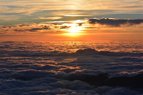 Aerial view of sea of clouds during golden hour HD wallpaper | Wallpaper Flare