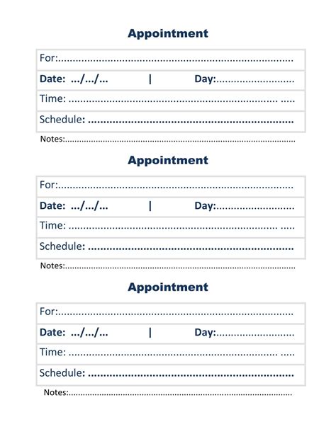 Free Printable Appointment Card Templates [Word, PDF, Excel] Medical