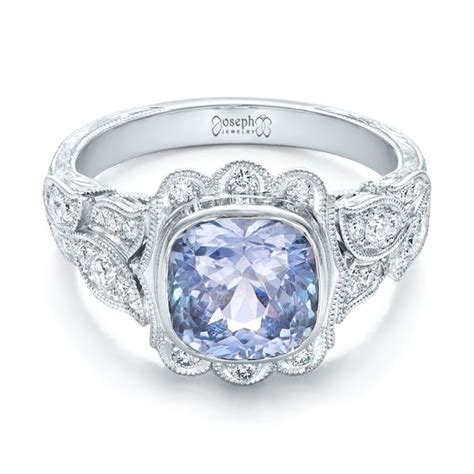 Custom Light Blue Sapphire And Diamond Engagement Ring #102135 - Seattle Bellevue | Joseph Jewelry