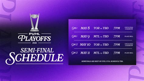 PROFESSIONAL WOMEN’S HOCKEY LEAGUE (PWHL) ANNOUNCES FIRST FOUR PLAYOFF GAMES SCHEDULED MAY 8-11 ...