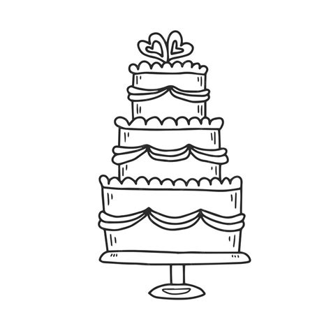 Premium Vector | Wedding cake doodle cartoon vector