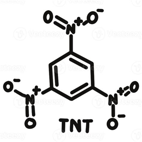 chemical structure of TNT. Trinitrotoluene TNT explosive molecule ...