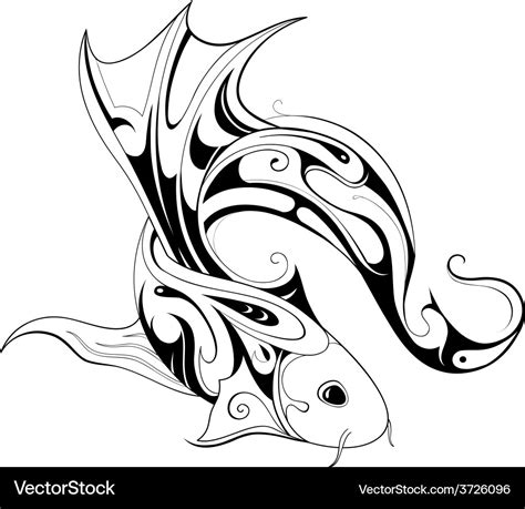 Koi fish tattoo sketch Royalty Free Vector Image