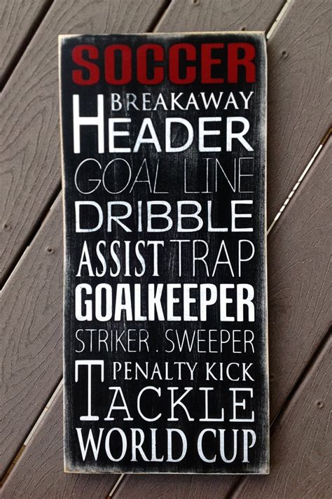 Soccer Typography Art Wood Sign Subway Art Childrens/Teen