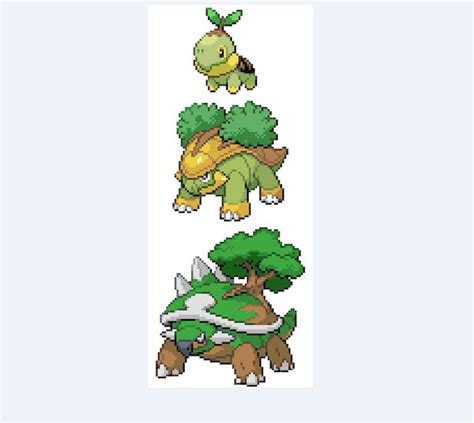 Turtwig Grotle Torterra Evolution Sprites Cross Stitch | Etsy