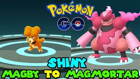 Evolving SHINY MAGBY TO SHINY MAGMORTAR IN POKEMON GO - YouTube