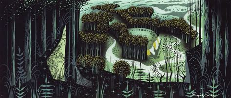 Eyvind Earle Forest Scene Concept Art from Sleeping Beauty Sleeping Beauty Art, Studio Disney ...