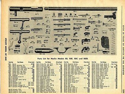 1962 Print Ad of Marlin Model 80 80E 80C 80DL Rifle Parts List | eBay