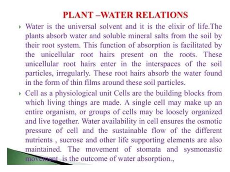 plant water relation, transpiration, root pressure and transpirational ...