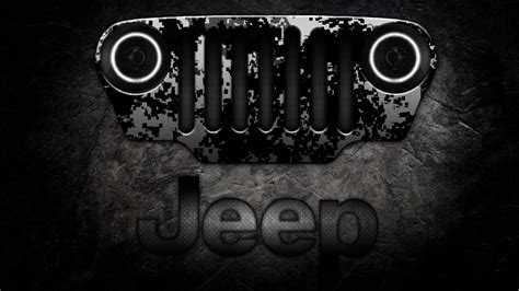 Jeep Logo Wallpaper with Army Camouflage Pattern