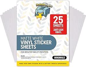 Printable Vinyl - Sticker Paper (25 Sheets, Matte Sticker Paper White, 8.5"x11") - Printable ...