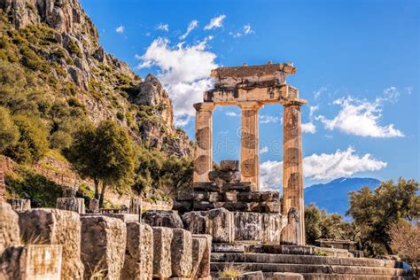 Delphi with Ruins of the Temple in Greece Stock Image - Image of ...