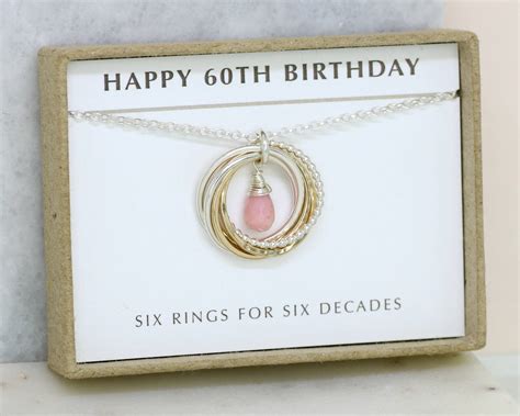 60th Birthday Necklace with Birthstone 60th Birthday Jewelry | Etsy