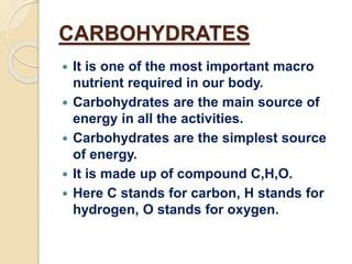 Carbohydrates functions and sources | PPT