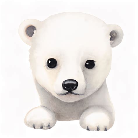 Kawaii Polar Bear Cub Watercolor Graphic · Creative Fabrica