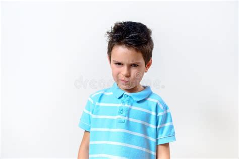 A Boy in a Blue T-shirt Showed an Incredulous Expression on His Face Stock Image - Image of ...