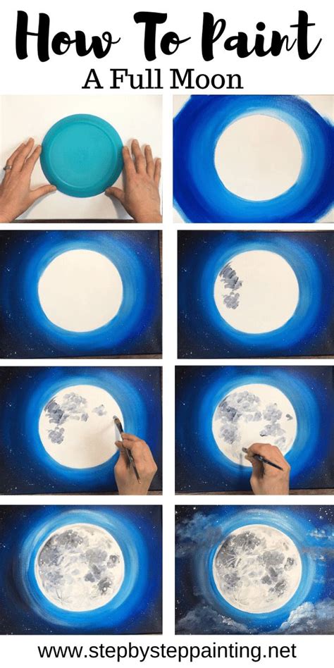 How To Paint A Moon - Step By Step Beginner Acrylic Tutorial | Moon painting, Art painting ...