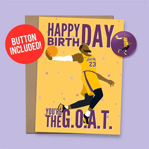 Lebron James Inspired Birthday Card Basketball G.O.A.T. Basketball Birthday Card Gift, 60lb ...