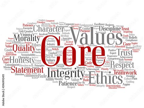 Vector conceptual core values integrity ethics abstract concept word cloud isolated background ...