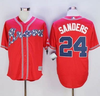 Braves #24 Deion Sanders Red New Cool Base Stitched MLB Jersey