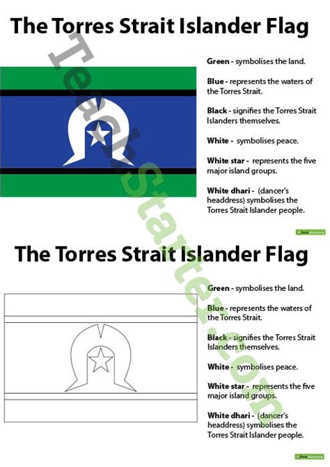 Torres Strait Islander Flag with Explanation – Colour and BW Teaching Resource | ATSI Resource ...