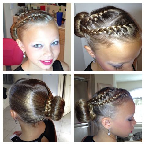 Braids into bin. Figure skating hair. Skater Hairstyles, Dance Hairstyles, Cute Hairstyles ...