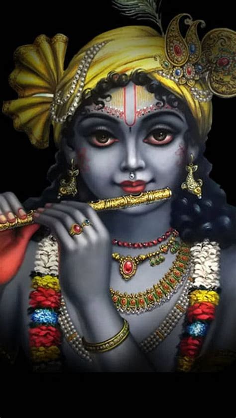 Jay Shri Krishna, black bg, lord, god, HD phone wallpaper | Peakpx