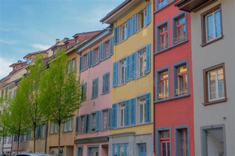 Colorful Old Houses in the Old Town of Schaffhausen Stock Photo - Image ...