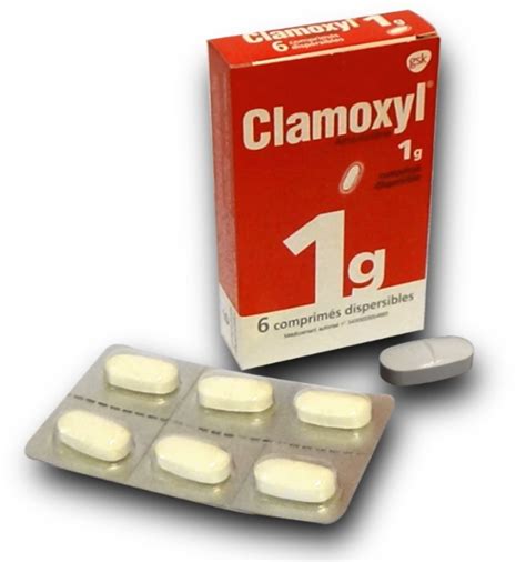 Visuel de l'emballage du médicament CLAMOXYL 1g.