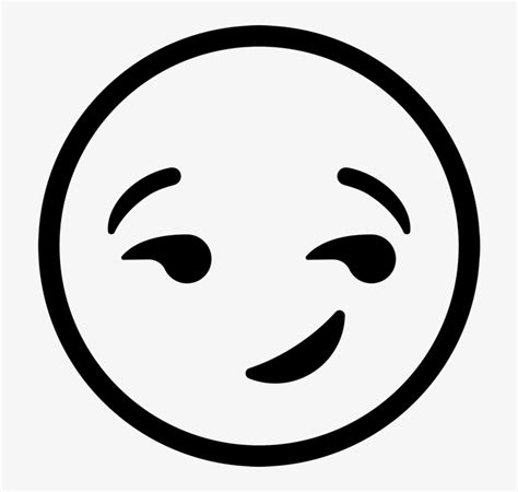 Smirking Face Emoji Rubber Stamp - Emoji Clipart Black And White - Free ...