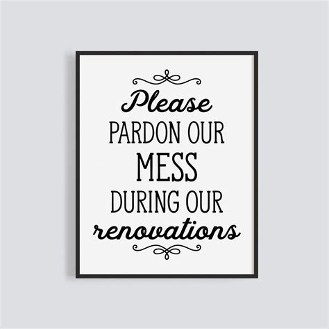 PRINTABLE Pardon Our Mess During Renovations Sign, Home Reno Sign, Home ...