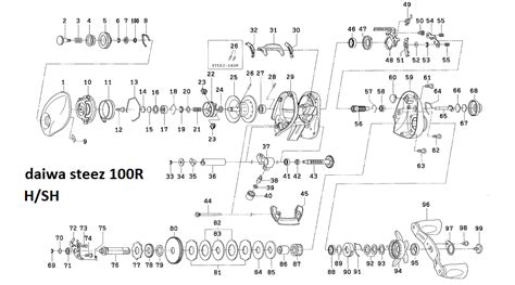 daiwa steez 100 & 103 schematics | most complete fishing reels schematics