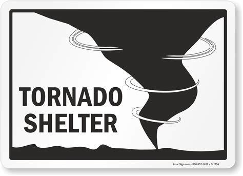 Tornado Shelter - Emergency Sign - with Graphic, SKU: S-1754