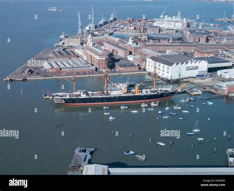 Portsmouth historic dockyard and Royal Navy military dockyard Stock Photo - Alamy