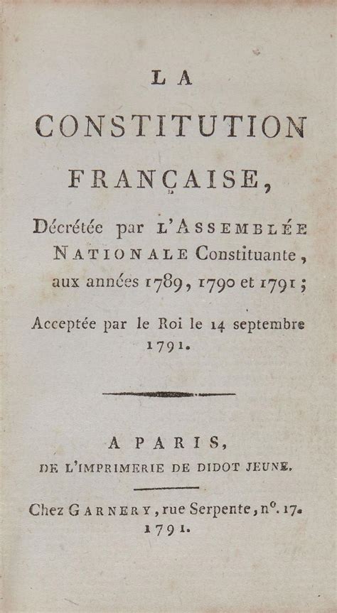 Sold Price: French Revolution:- - La Constitution française, - July 4 ...