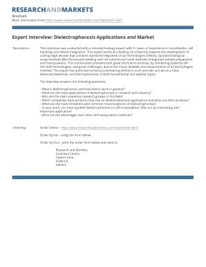 Fillable Online Expert Interview: Dielectrophoresis Applications and Market Fax Email Print ...