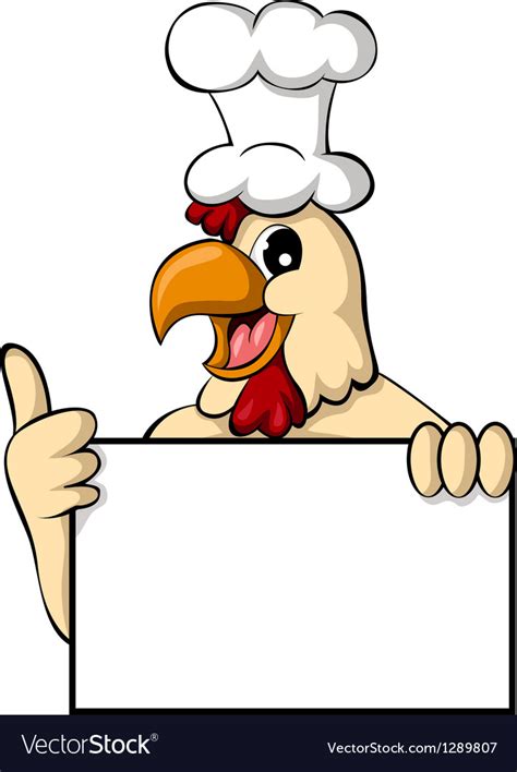 Funny cartoon chicken with blank sign Royalty Free Vector