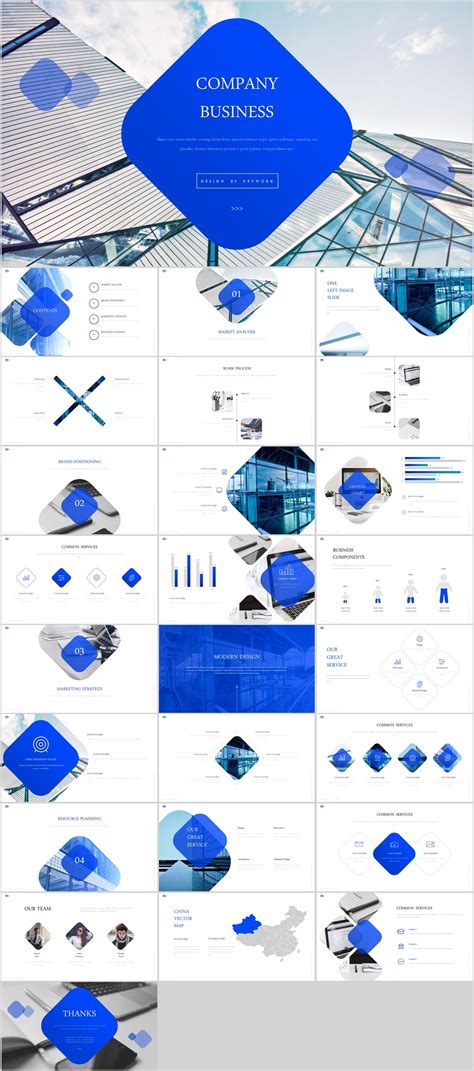 Blue Company business PowerPoint template on Behance #powerpoint #templates #presentatio ...