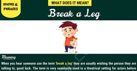 "Break a Leg" Meaning | What Does this Popular Idiom Mean? • 7ESL