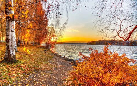 HD Sunset On An Autumn Lake Wallpaper | Download Free - 65613