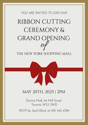 Simple Paper Ribbon Cutting Invitation Invitation Template and Ideas for Design | Fotor