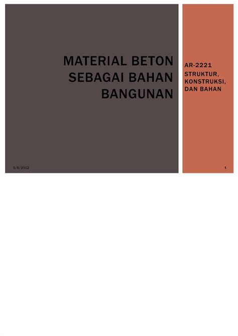 (PDF) Material Beton Sebagai Bahan Bangunan - DOKUMEN.TIPS